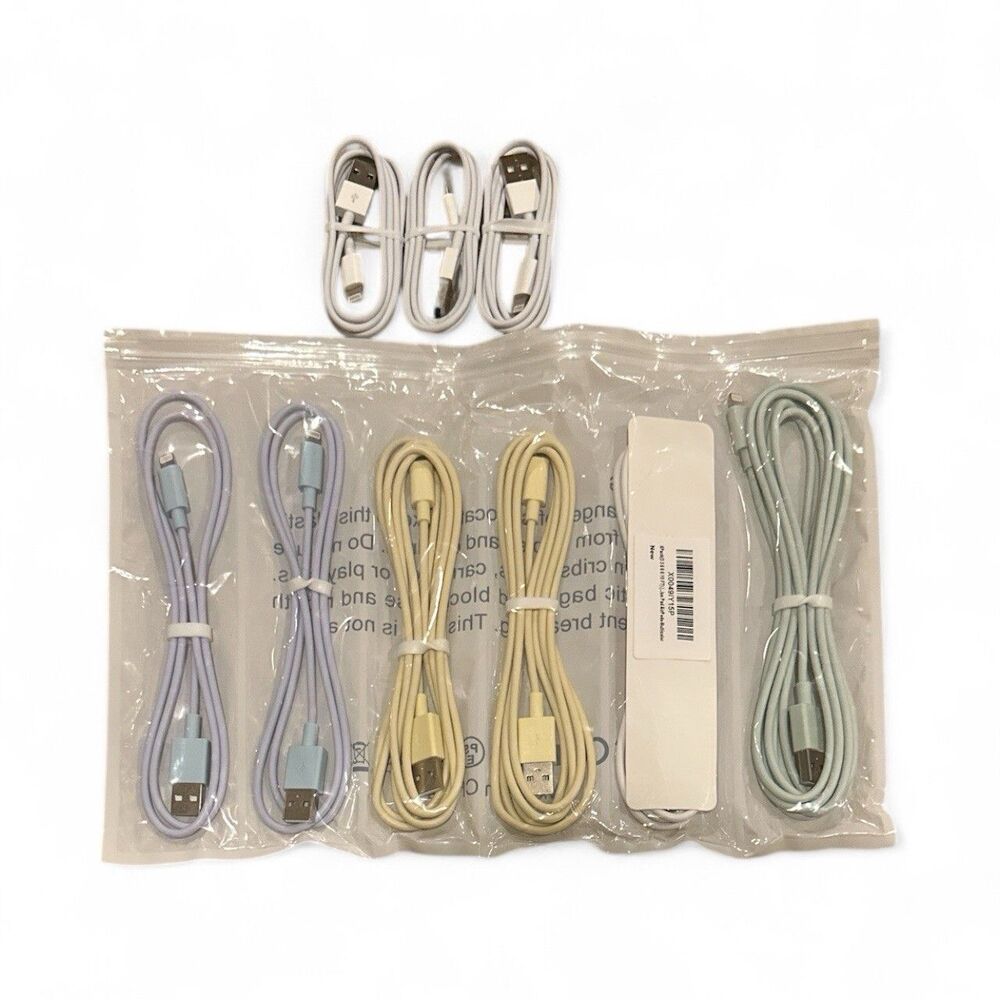 LOT 10 Iphone Ipad Lightning  Cables MiFi Certified Multicolor 3 6 10 Ft